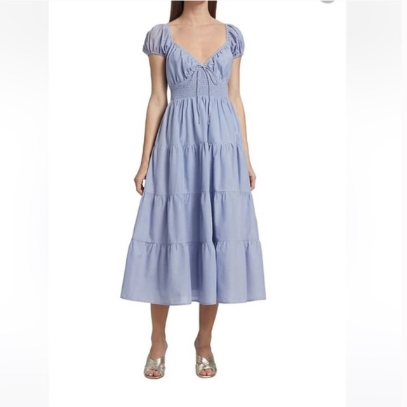 En Saison Dresses & Skirts - En Saison Blue Smocked Midi Dress